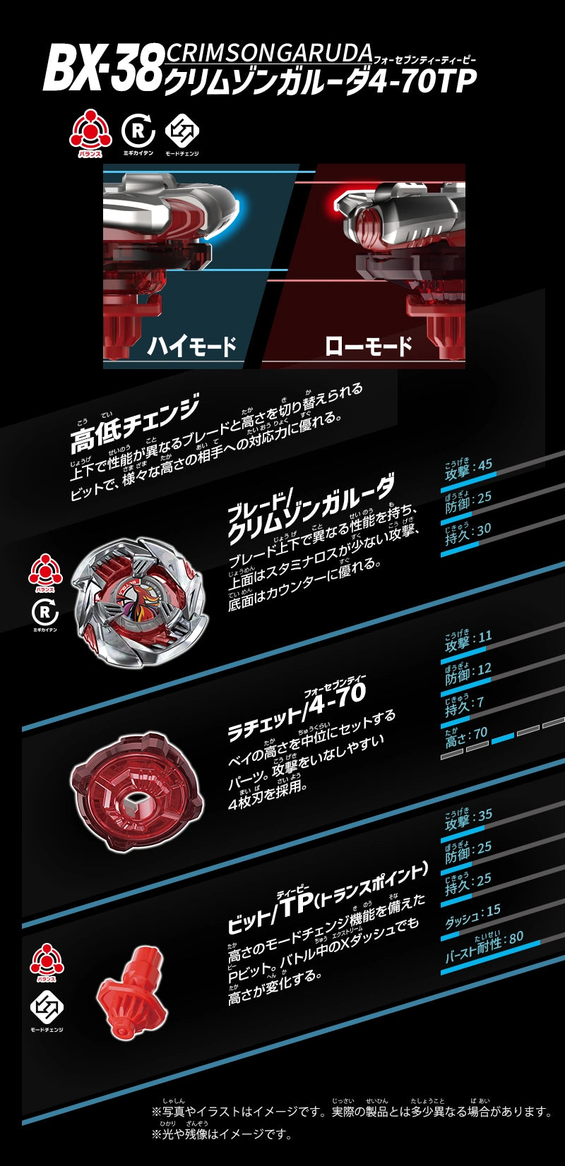 Crimson Garuda 4-70TP Beyblade X Booster BX-38 (Takara Tomy)