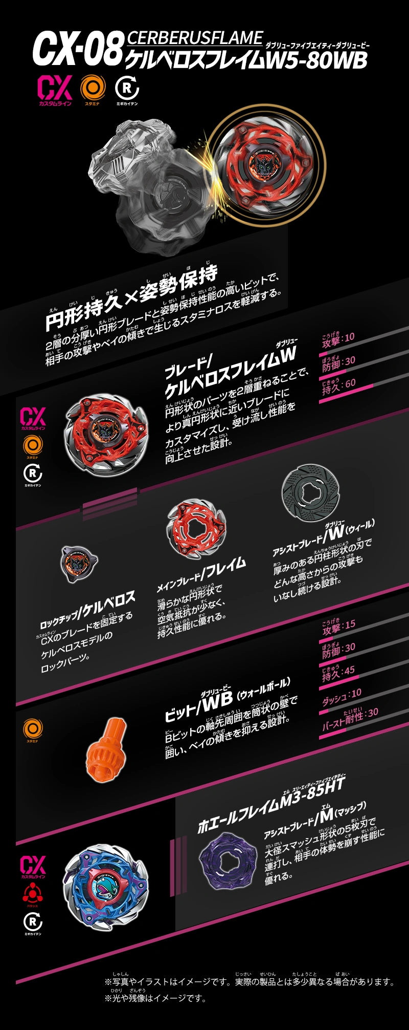 CerberusFlame W5-80WB Beyblade X Random Booster CX-08 (Takara Tomy)