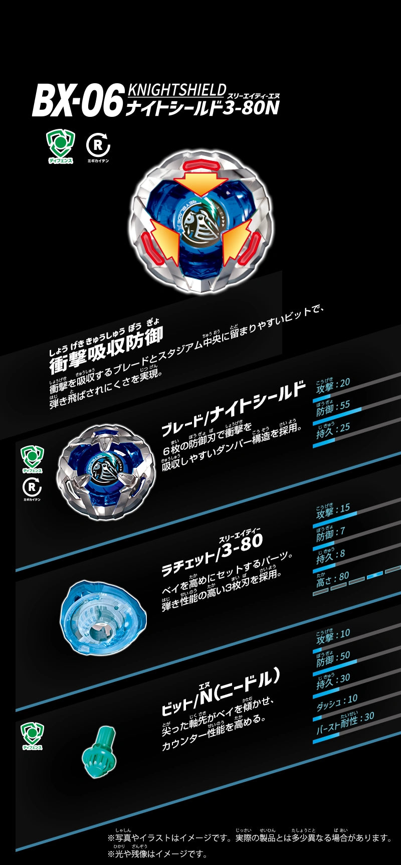 Knight Shield 3-80N Beyblade X Booster BX-06 (Takara Tomy)