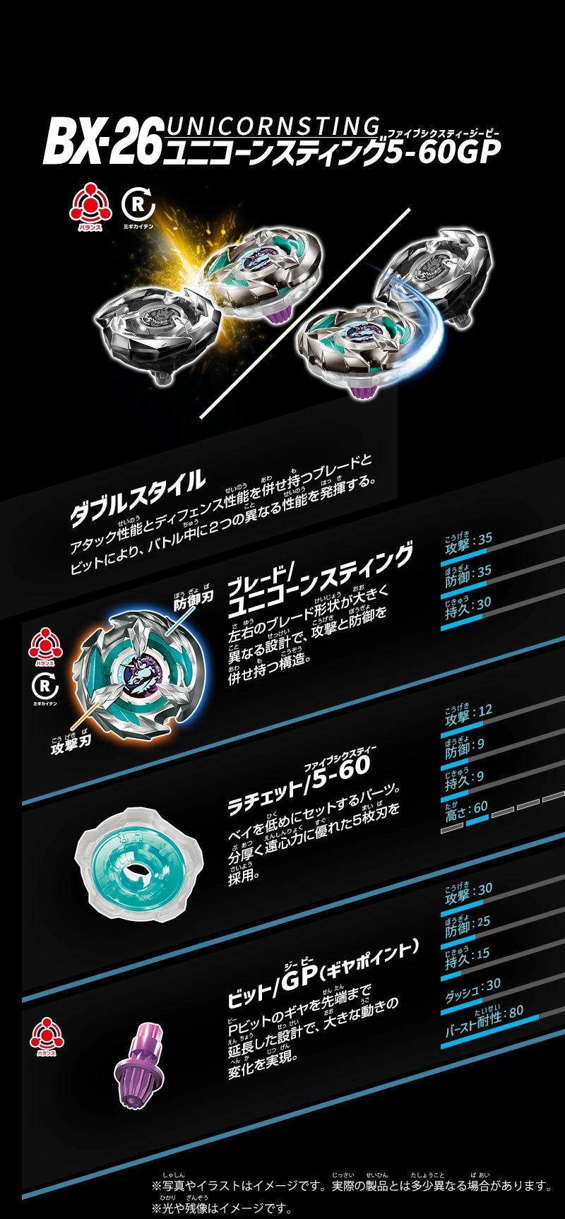 Unicorn Sting 5-60GP Beyblade X Booster BX-19 (Takara Tomy)
